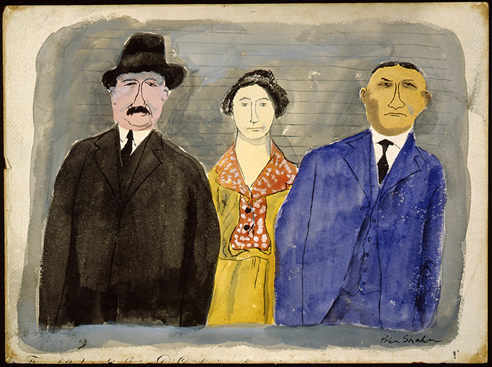 Ben Shahn (1898–1969). Three Witnesses, ca. 1931–32. Watercolor on paper.
